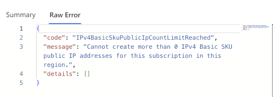 Error message from Infoblox NIOS deployment in Azure